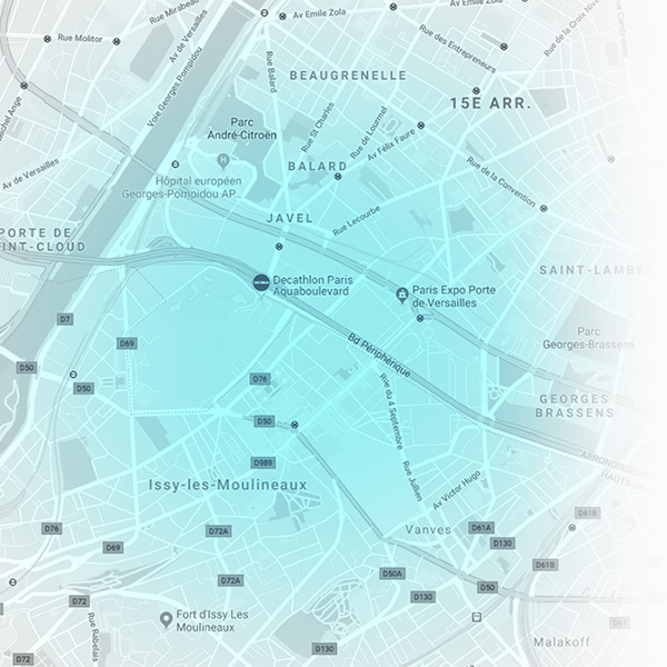 la zone d'intervention sur un plan en image